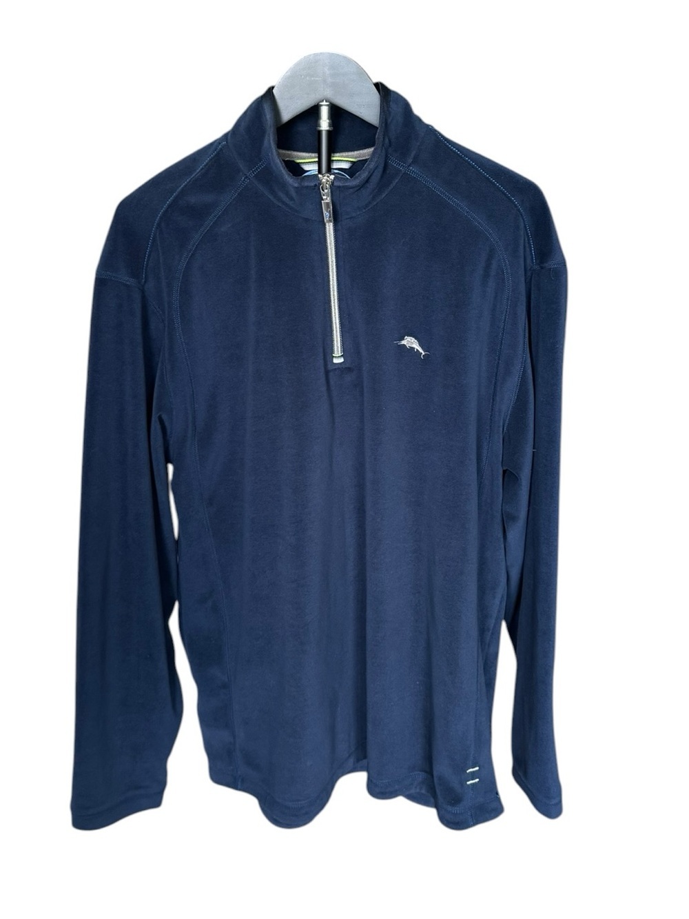 Tommy Bahama Paradise Tech Velour 1/4 Zip Pullover Men’s Large Navy Coastal Golf